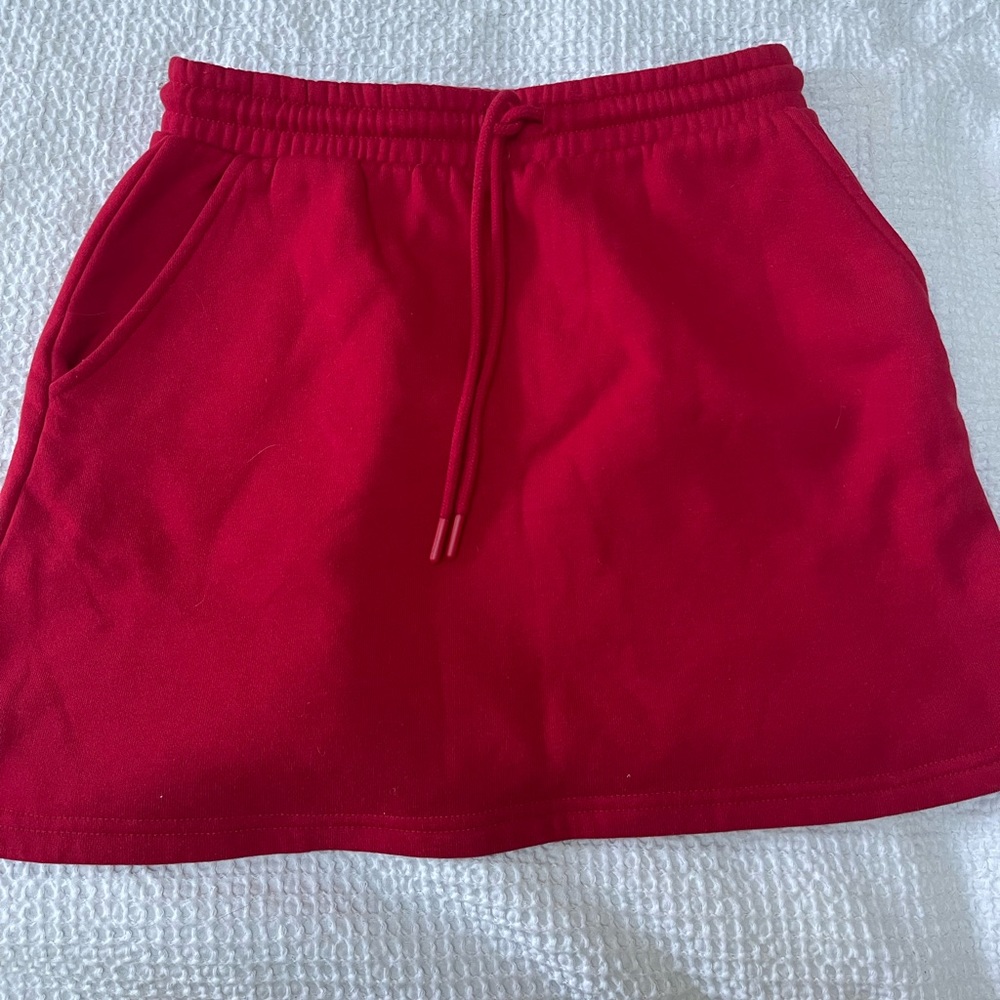 Zara Red Fleece Mini Skirt